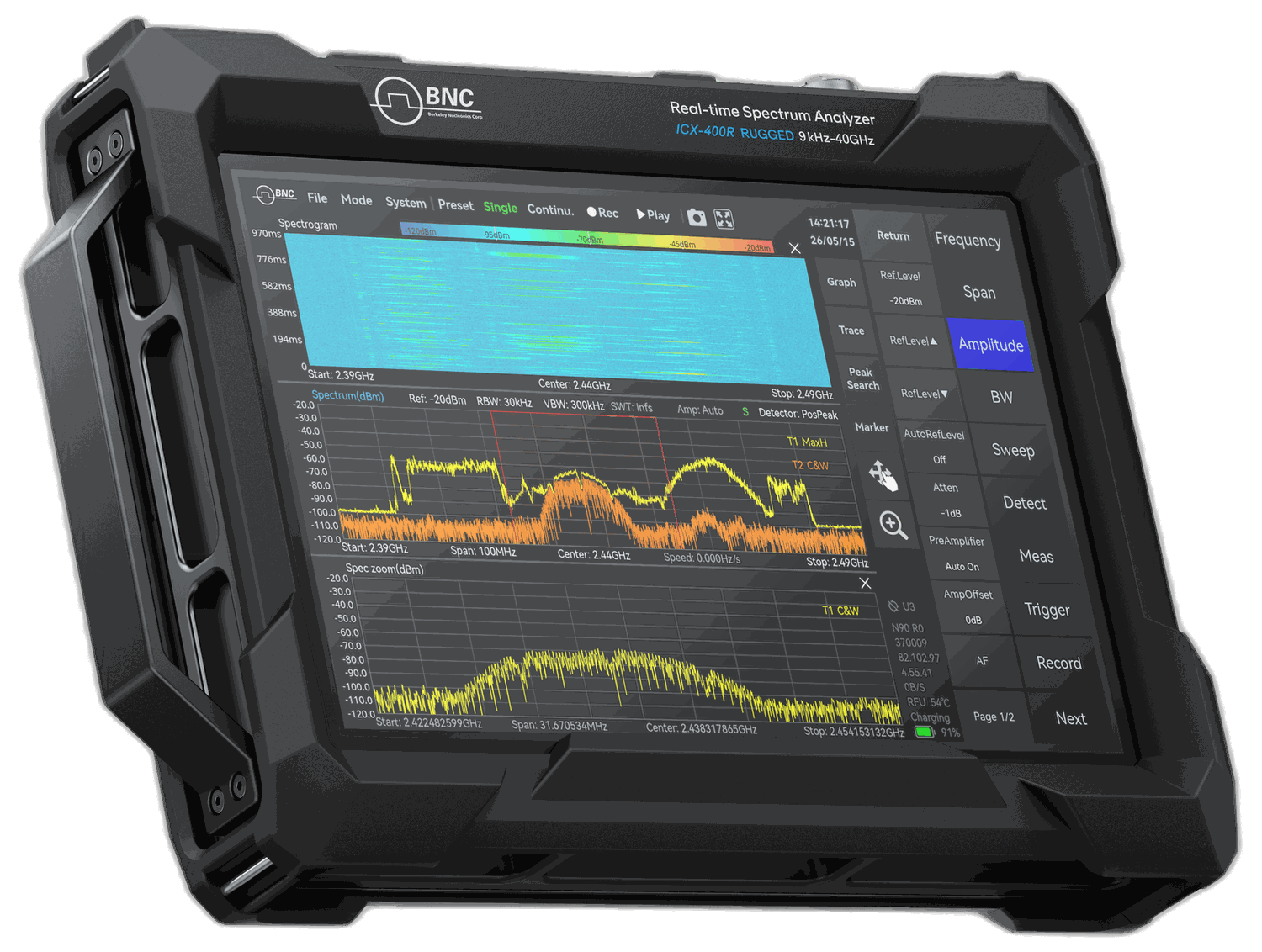 Berkeley Nucleonics ICX-FieldHawk Rugged real-time spectrum analyzer, ICX-400R, front view