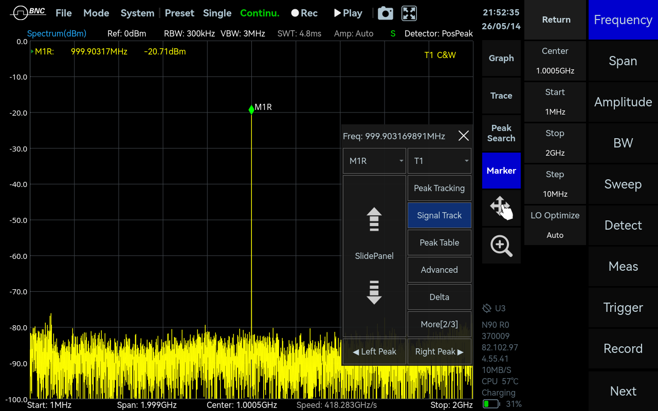 SpecICX-gen3 screenshot: Signal Track.