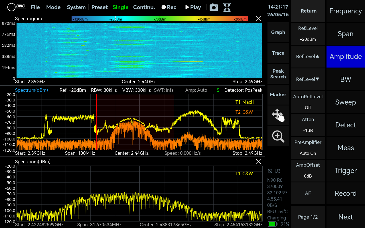 Standard Spectrum Analysis mode in SpecICX