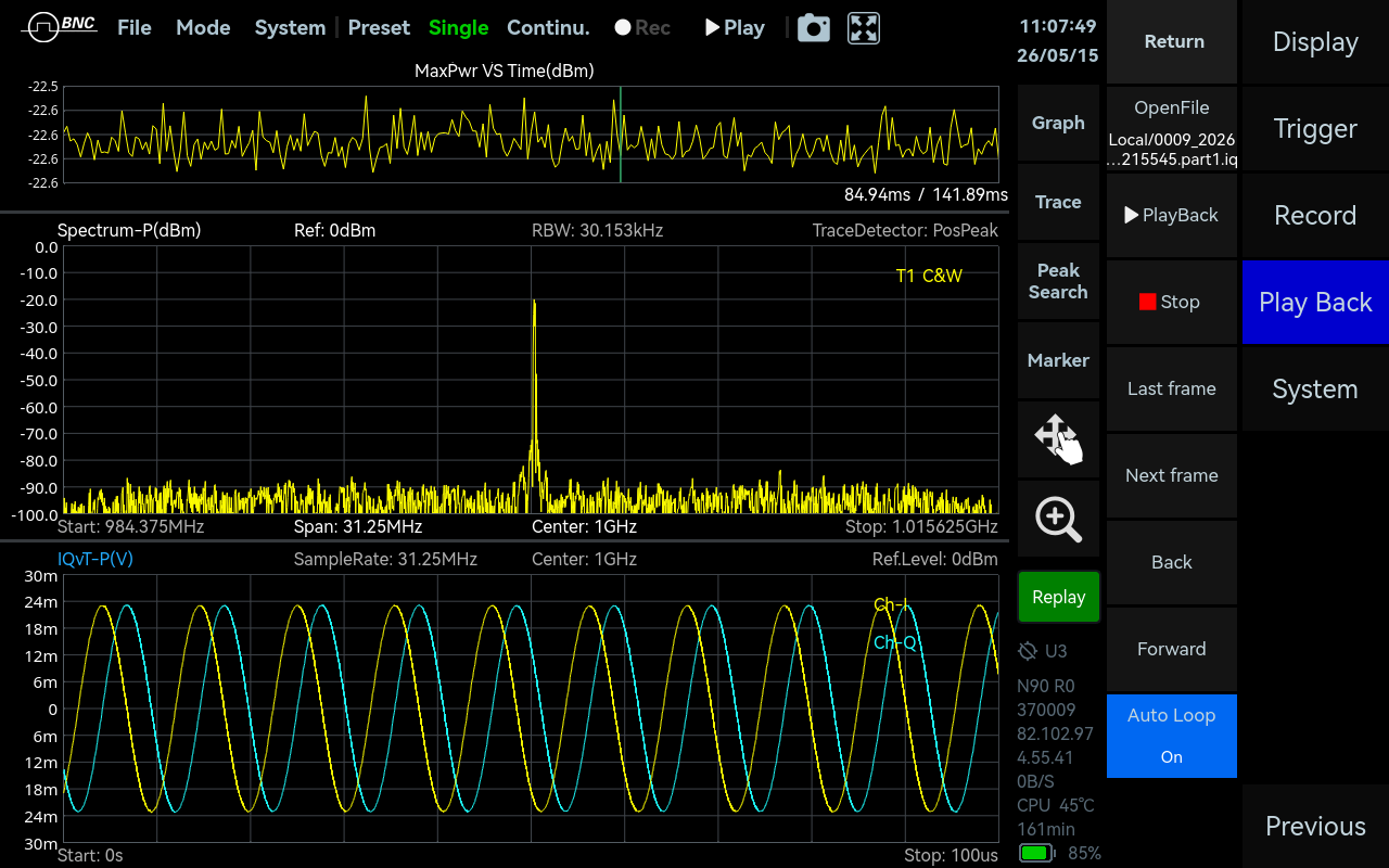 SpectraCore screenshot: Data Record and Playback.